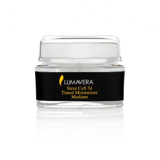 A jar of lumavera cosmetics is shown.