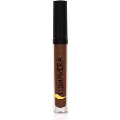 A brown liquid lipstick with black lid.
